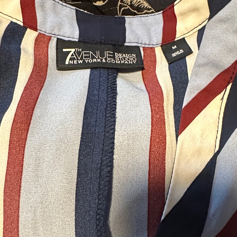 7th Avenue Striped Womens Top - Blue, Red, Cream